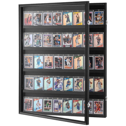 VEVOR 35 Graded Sports Card Display Case 24.3x30.5x2.1 in Baseball Card Display Frame with 98% UV Protection Clear View PC Glass Lockable Wall Cabinet for Football Basketball Hockey Trading Card