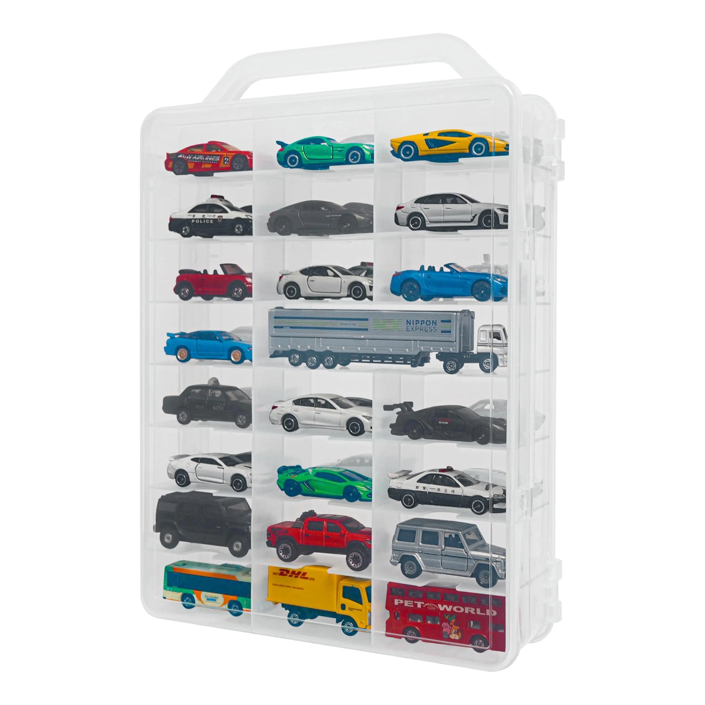 48-Car Storage Case with HandleDouble Sided Storage Case for Toy Cars Matchbox Cars1:64 Scale Toy Model Cars，Toy Car Storage Organizer Case Compatible with Hot WheelsCASE ONLY