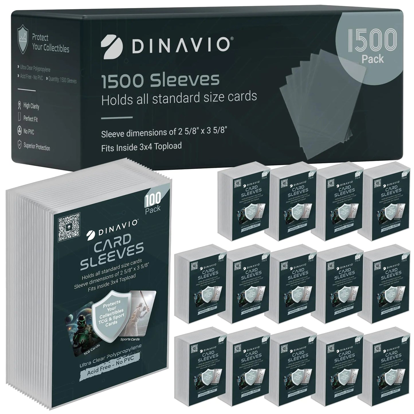 Dinavio Crafthouse 3000 Card Sleeves Penny Sleeves - Clear Soft Trading Card Sleeve Compatible with Pokemon Baseball MTG Lorcana YGO - Penny Sleeves for Pokemon Cards and Trading Cards (3000 Pack)