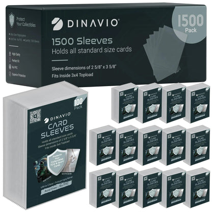 Dinavio Crafthouse 3000 Card Sleeves Penny Sleeves - Clear Soft Trading Card Sleeve Compatible with Pokemon Baseball MTG Lorcana YGO - Penny Sleeves for Pokemon Cards and Trading Cards (3000 Pack)